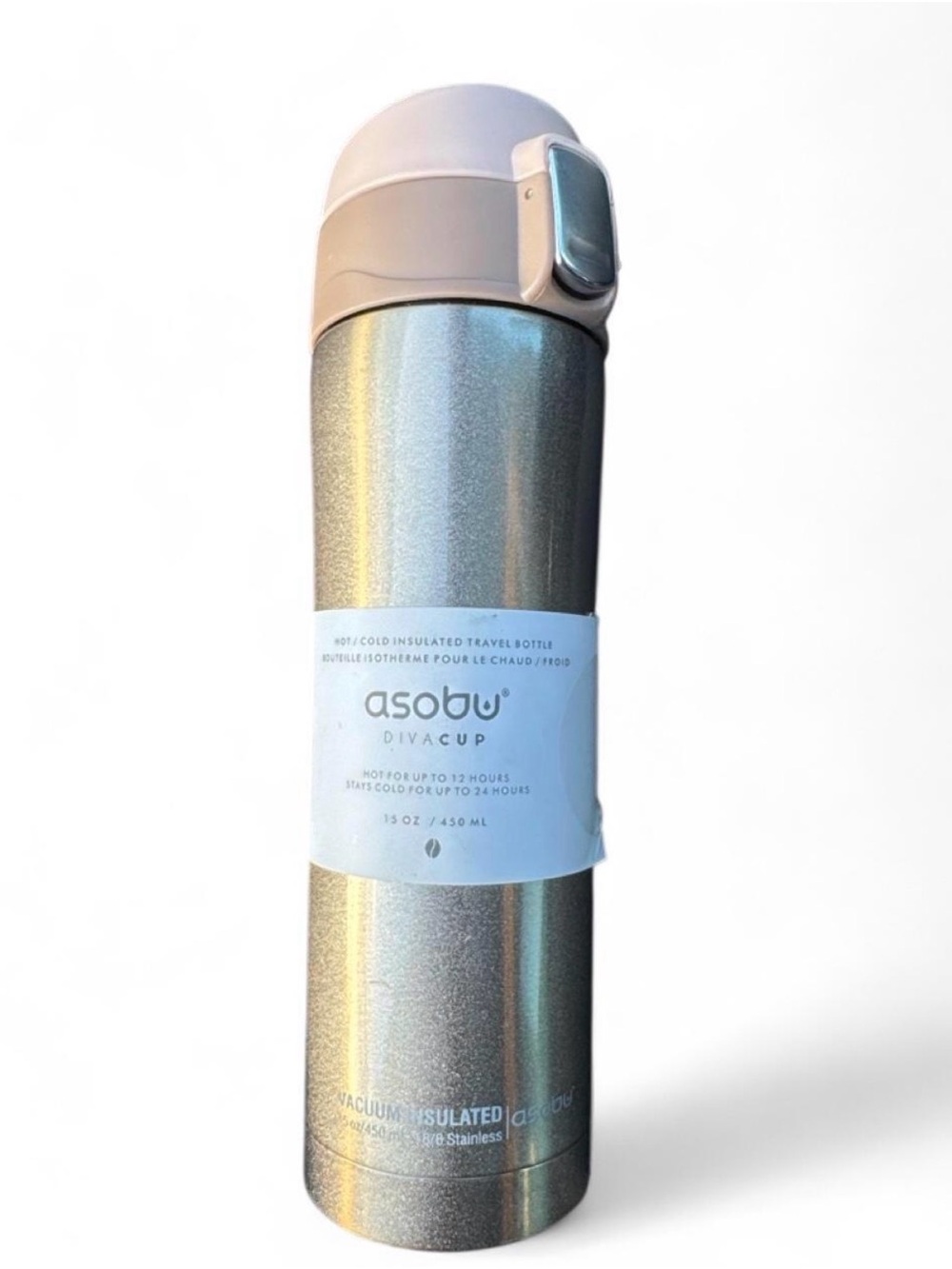 Asobu DivaCup Vacuum Insulated Travel Bottle - Metallic Gold with Blush Lid